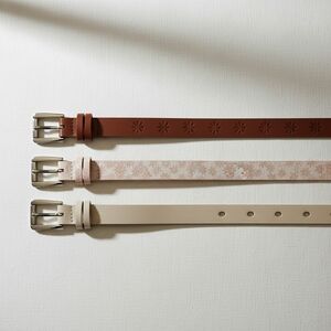 LC Lauren Conrad 3‑Pack Belts Floral & Embossed Brown, Pink, & Cream Sz 1X NWT